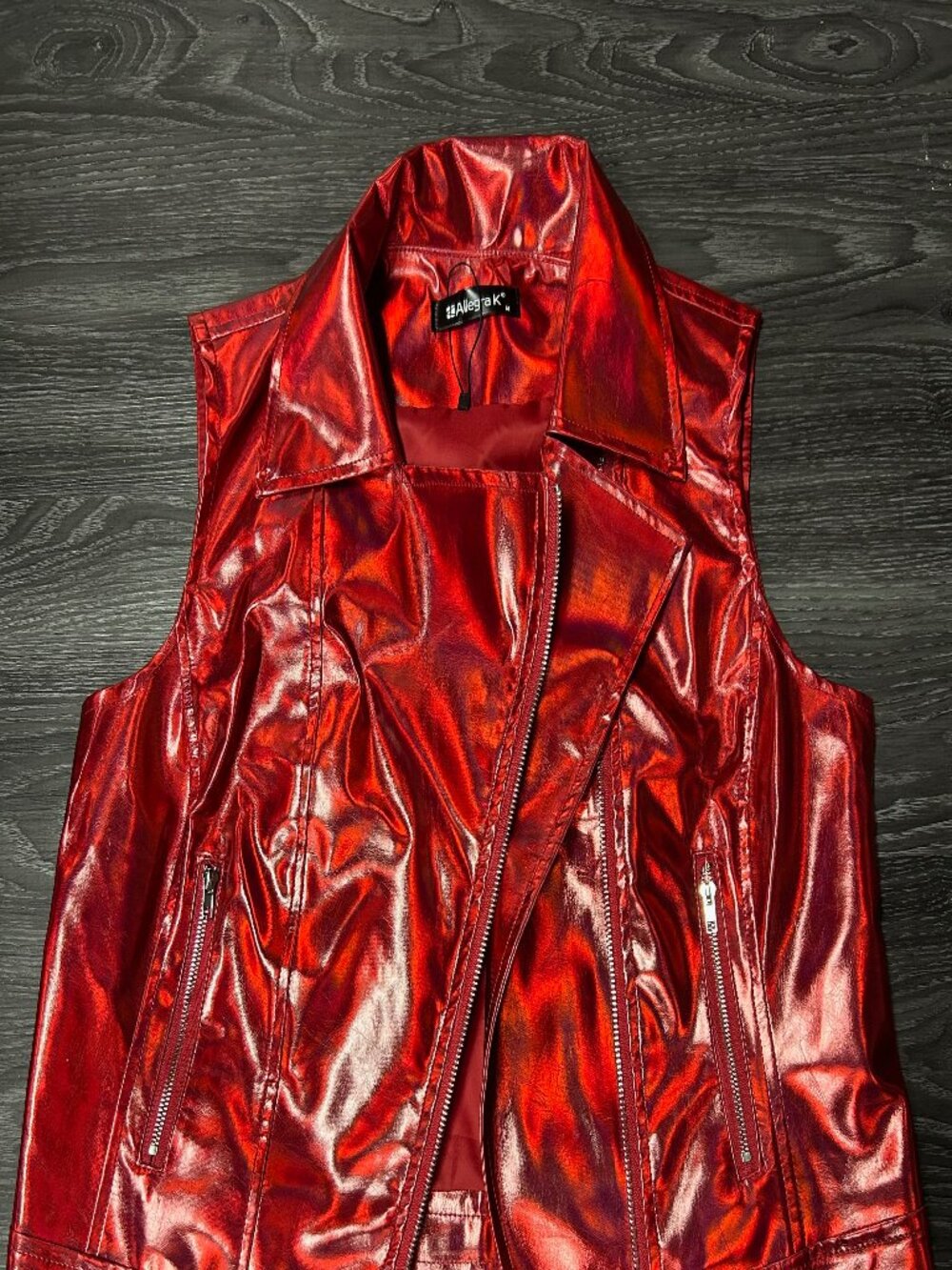 Red Metallic Moto Vest